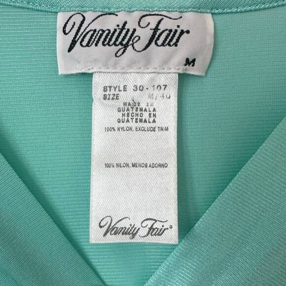 Vanity Fair Aqua Blue Nylon Nightgown Size M | Vintage Style Sleeveless Lingerie - Picture 3 of 3